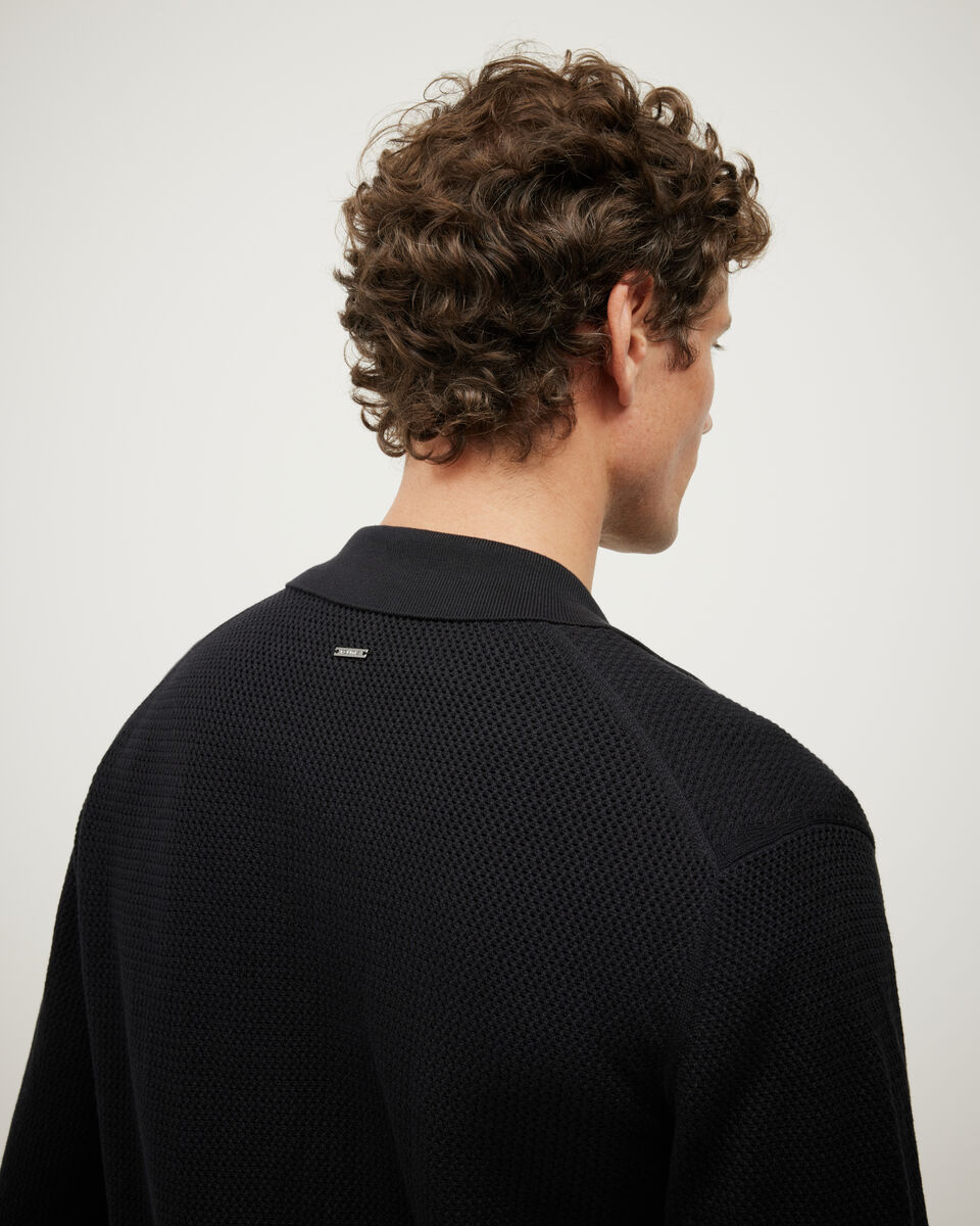 Blake Button Down Long Sleeve Knit, Black, hi-res